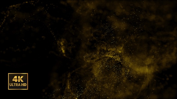 Dust Gold Particles, random motion of particles.On beatiful relaxing Background. Glittering Particle