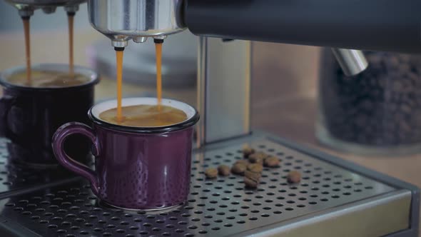 Espresso Machine Making Fresh Coffee