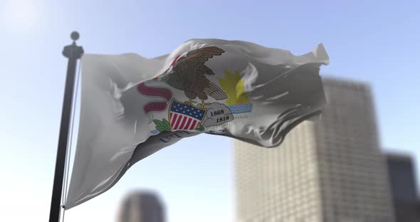 Illinois state flag waving