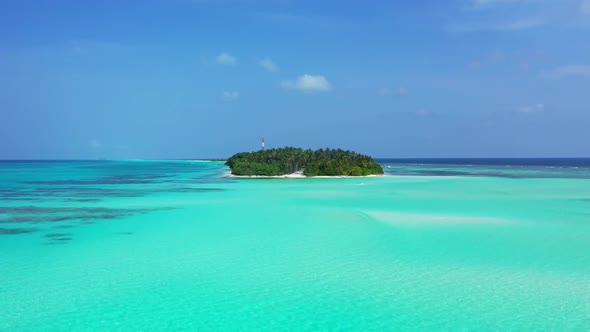 Aerial abstract of relaxing island beach adventure by blue water and white sandy background of a pic