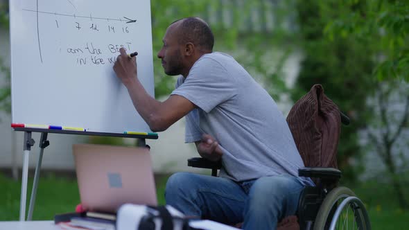 Inspired Positive Disabled Man Writing I'm the Best in the World on Whiteboard Looking at Camera and