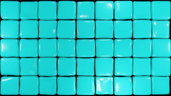 Turquoise soft cubes randomly moving pattern. Jelly cubes warping. Abstract Boxes 3d render