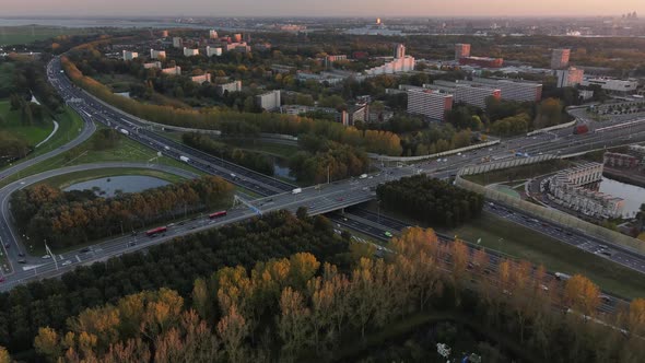 Amsterdan North Intersection Between N247 and the A10 Ringweg North the Highway Where Evening Rush