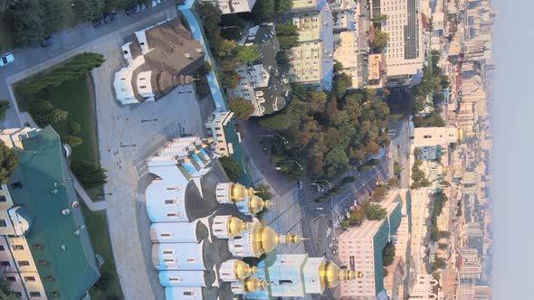 Vertical Video  Kyiv Ukraine Aerial View of the City