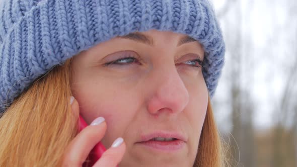 Close Up Of Woman Talking On Phone