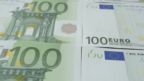 European Union Euro  banknotes on table shallow DOF slow tilt 4K 2160p 30fps UltraHD  footage - Tilt