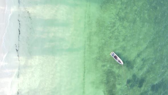 Tanzania Vertical Video  Boat Boats in the Ocean Near the Coast of Zanzibar Aerial View