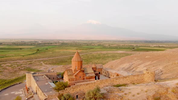 Famous Armenian Monastery Khor Virap (Backwards Reveal View)