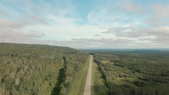 Scenic Panoramic Road View Near Sunset