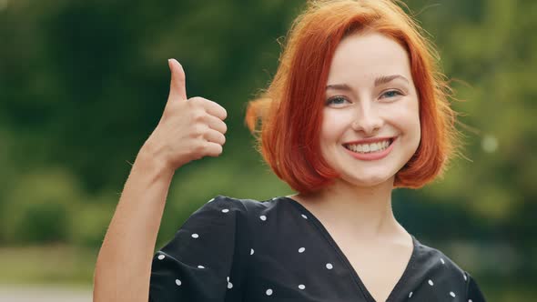 Stylish Young Pretty Girl Attractive Caucasian Redhead Teen Woman Girlfriend Cheerful Smiling