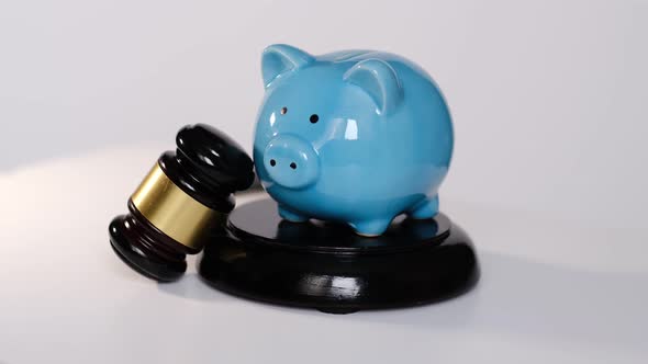 Court Gavel and Piggy Bank