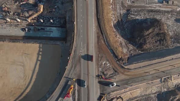 Flying over Cars on Highway