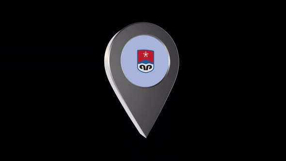 3d Animation Map Navigation Pointer With Flag Of Prijedor ( Bi H) With Alpha Channel  - 2K