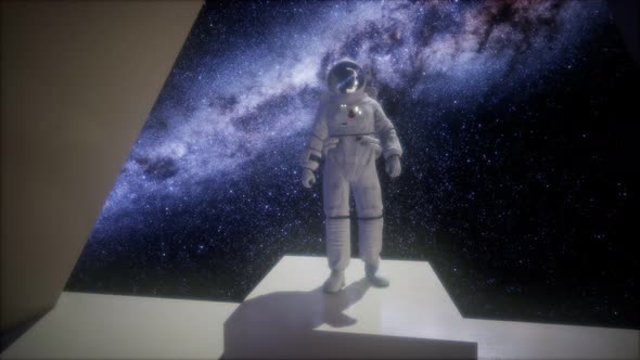 Astronaut on Space Base in Deep Space