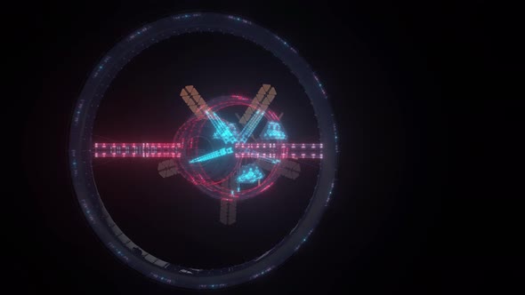 Futuristic Alien Space Station Hud Hologram 4k