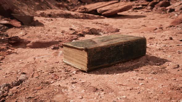 Old Book in Red Rock Desert