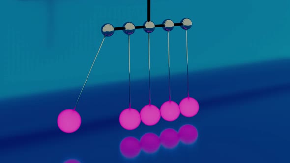 Newton Cradle or a desk toy pendulum, slow motion