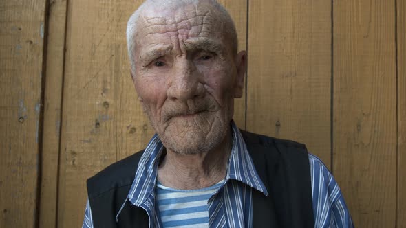 Close-up of an Old Man with Deep Wrinkles