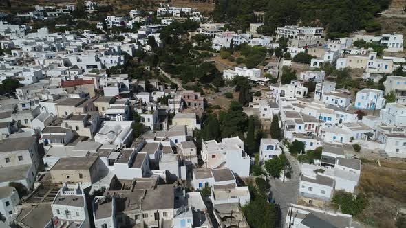 Village of Lefkes on the island of Paros in the Cyclades in Greece from the sky