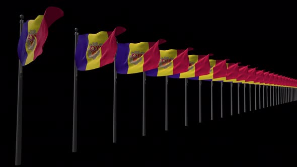 Row Of Andorra Flags  With Alpha 4K