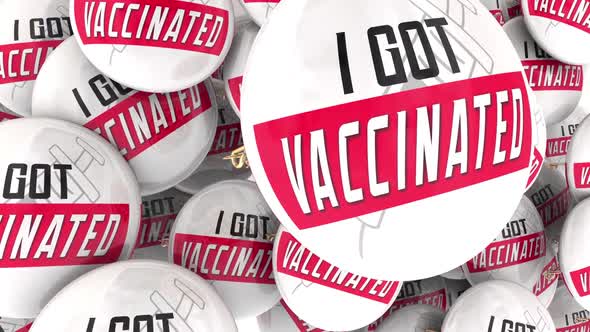 I Got Vaccinated Vaccine Protection From Disease Virus Buttons Pins 3d Animation