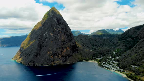 St Lucia Caribbean Huge Pitons Drone View at Saint Lucia Sugar Beach St Lucia Mountains