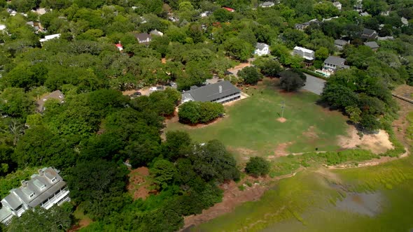 Aerial drone footage of beachfront property