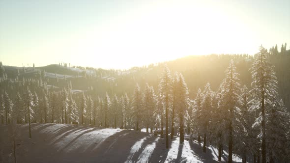 Colorful Winter Sunrise in the Mountains