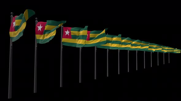 Row Of Togo Flags With Alpha 4K