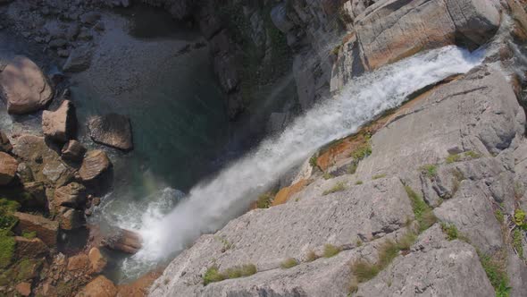 Waterfall on the mountain rock