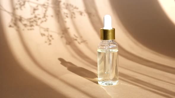 Natural Oil Cosmetics on Neutral Background