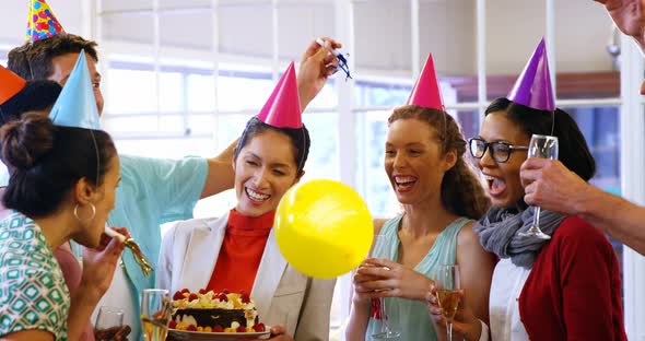 Business executives celebrating birthday