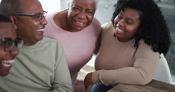 Happy black family having fun together