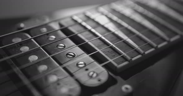 Black and White Dolly Shot of Electric Guitar