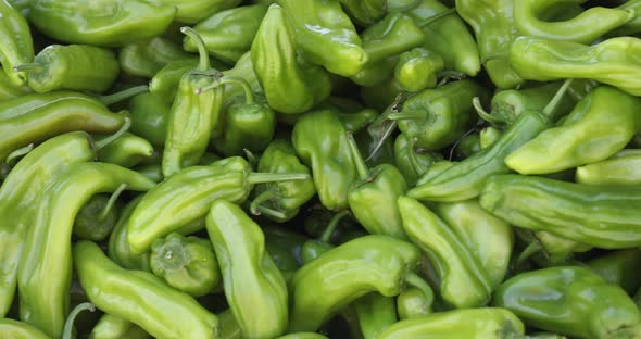 Ready to Eat Raw Green Organic Peppers Closeup