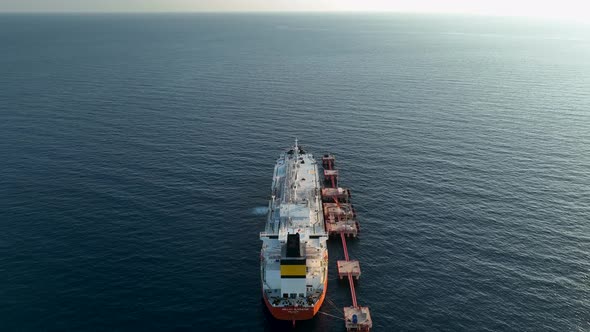 A Gas Tanker is at Sea Aerial View 4 K Turkey Alanya