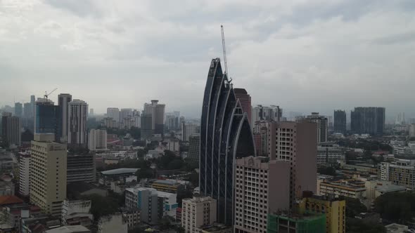 Aerial view of iconic tower in Kuala Lumpur