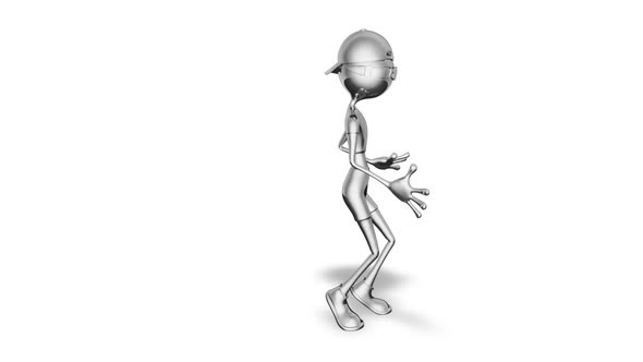 3D Silver Man Dance  Looped on White alt