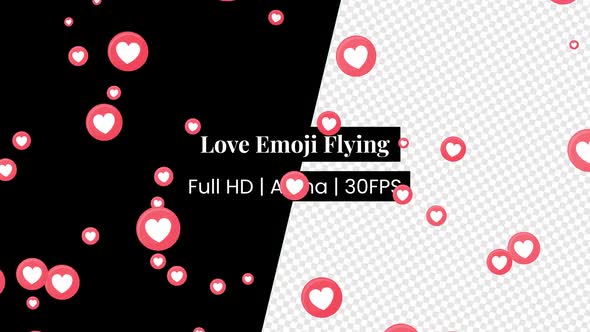 Love Heart React Emoji Flying with Alpha