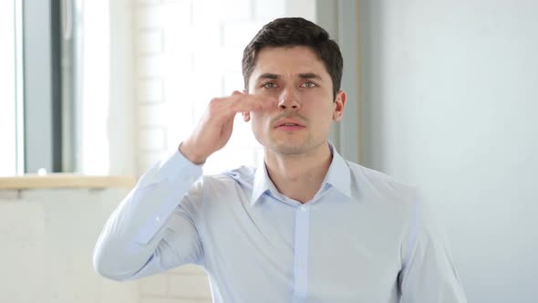 Creative Man Searching Lost Idea Gesture