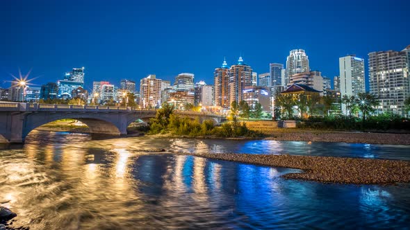 Calgary Skyline Time Lapse Alberta City Scape Traffic 4K