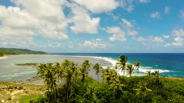 The Coast of Siargao Island at Low Tide