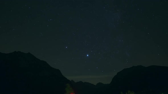 Night Landscape with Mountains and Stars