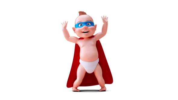 Fun 3D cartoon of a baby jumping alt