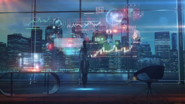 The Robot Trades On The Stock Market 4K alt