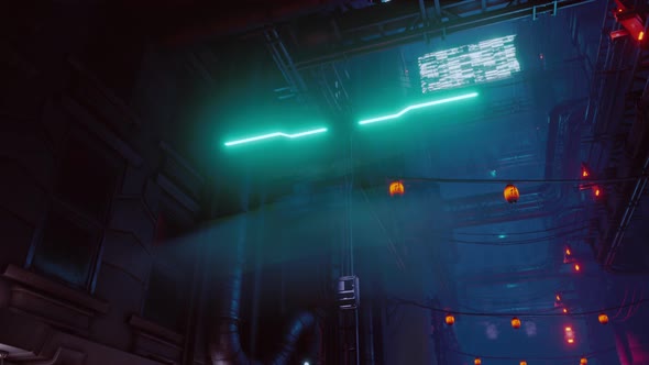 Neon Lights of Futuristic Sci Fi City alt