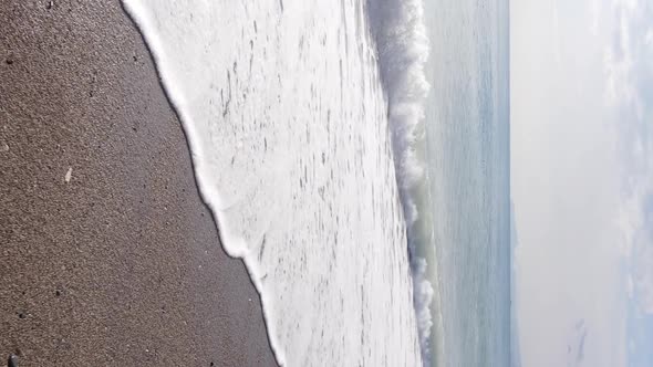 Vertical Video Sea Near the Coast  Closeup of the Coastal Seascape