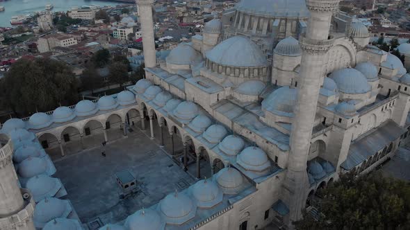 Aerial view of Suleymaniye Mosque in Fatih, Istanbul, Turkey