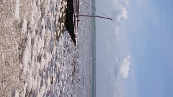 Zanzibar Tanzania  Vertical Video of Low Tide in the Ocean Near the Coast Slow Motion