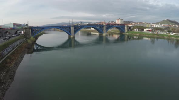 Aerial view of the railway bridge, Maribor